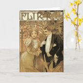 Vintage Jugendstil-Flirt-Kekse, Alphonse Mucha Karte (Gelbe Blume)