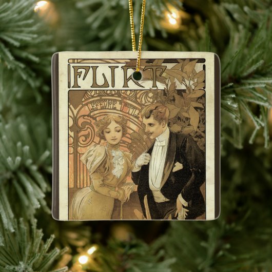 Vintage Jugendstil-Flirt-Kekse, Alphonse Mucha Keramikornament (Baum)