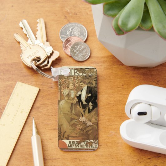 Vintage Jugendstil-Flirt-Kekse, Alphonse Mucha Schlüsselanhänger (Schreibtisch)