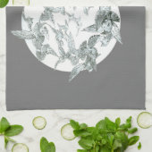 Vintage Jugendstil-Flock mit Vollmond Geschirrtuch (Gefaltet)