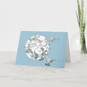 Vintage Jugendstil-Flock mit Vollmond Karte