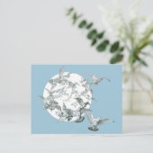 Vintage Jugendstil-Flock mit Vollmond Postkarte (Stehend Vorderseite)