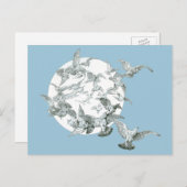 Vintage Jugendstil-Flock mit Vollmond Postkarte (Vorne/Hinten)