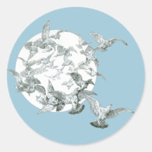 Vintage Jugendstil-Flock mit Vollmond