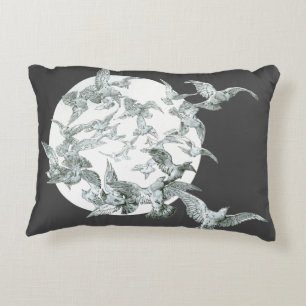 Vintage Jugendstil-Flock mit Vollmond Zierkissen