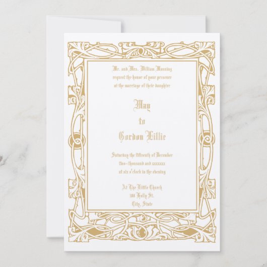 Vintage Jugendstil-Foliage-Hochzeit Einladung (Vorderseite)