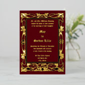 Vintage Jugendstil-Foliage-Hochzeit Folieneinladung (Stehend vorne)