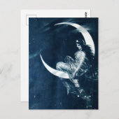 Vintage Jugendstil-Frau auf dem Crescent Moon Postkarte (Vorne/Hinten)