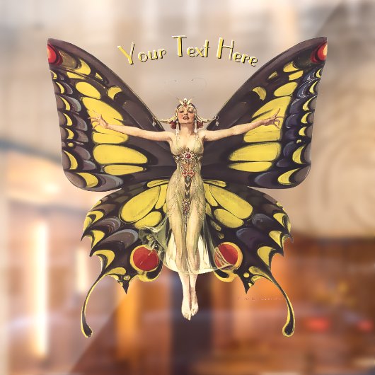 Vintage Jugendstil-Frau mit Schmetterlingswingen Fensteraufkleber (Blatt 2)