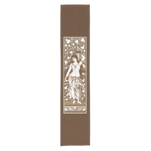 Vintage Jugendstil-Frau mit Urne Kurzer Tischläufer (Vorderseite)