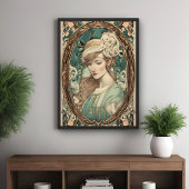 Vintage Jugendstil-Frau Parco Tassino Poster