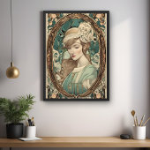 Vintage Jugendstil-Frau Parco Tassino Poster