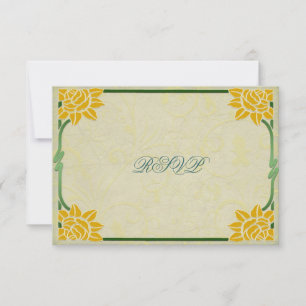 Vintage Jugendstil-Gelbe Blumen Hochzeit RSVP Karte