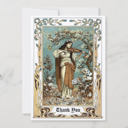 Vintage Jugendstil-Girl Dankeskarte (Vorderseite)