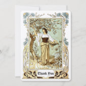 Vintage Jugendstil-Girl Dankeskarte (Vorderseite)