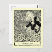 Vintage Jugendstil-Girl I Blume Postkarte (Vorne/Hinten)