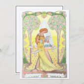 Vintage Jugendstil-Girl mit Doves Dankeschön-Karte Dankeskarte (Vorne/Hinten)