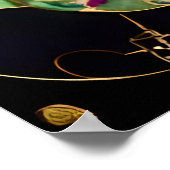 Vintage Jugendstil-Goldene Katze auf Schwarz Poster (Ecke)