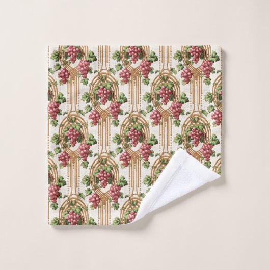 Vintage Jugendstil-Grapevines Badhandtuch Set (Waschlappen)