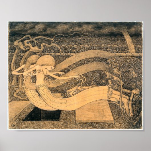 Vintage Jugendstil Grave Wo ist dein Sieg Poster (Vorne)