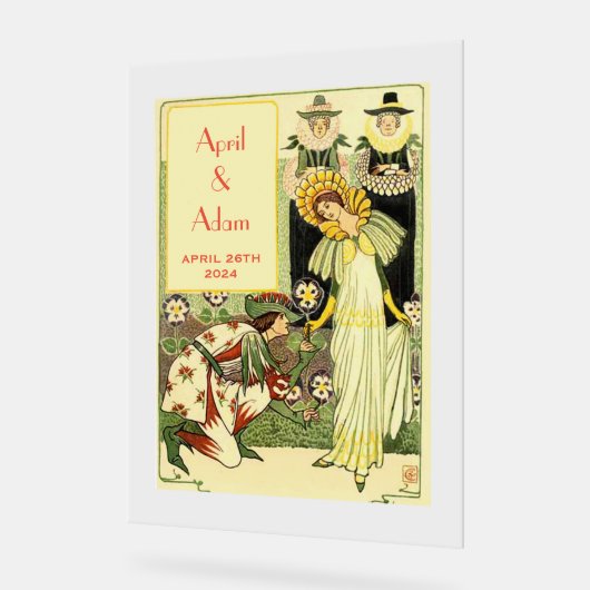 Vintage Jugendstil-Hochzeit Acrylschild (Winkel)