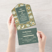 Vintage Jugendstil-Hochzeit All In One Einladung (Abreißen)