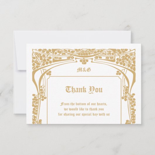 Vintage Jugendstil-Hochzeit Dankeskarte (Vorderseite)