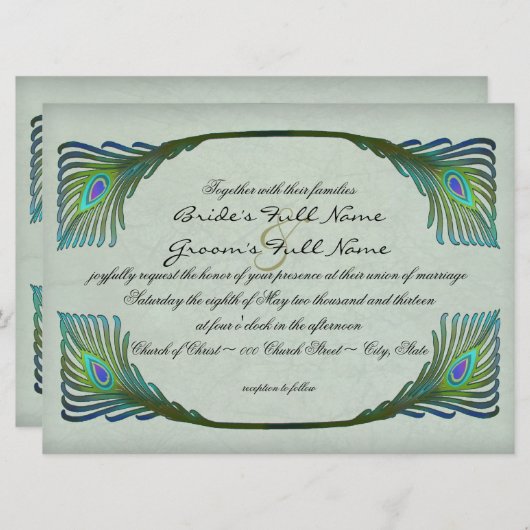 Vintage Jugendstil-Hochzeit Einladung (Vorne/Hinten)