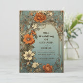 Vintage Jugendstil-Hochzeit Einladung (Stehend Vorderseite)