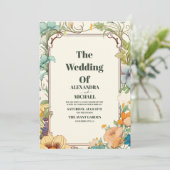 Vintage Jugendstil-Hochzeit Einladung (Stehend Vorderseite)