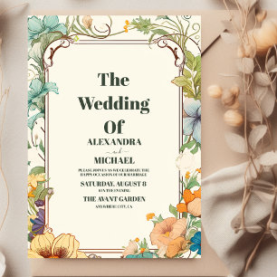 Vintage Jugendstil-Hochzeit Einladung