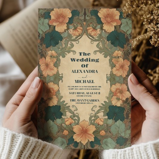 Vintage Jugendstil-Hochzeit Einladung