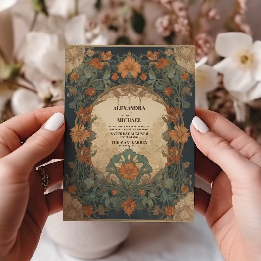 Vintage Jugendstil-Hochzeit Einladung