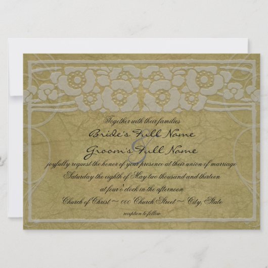 Vintage Jugendstil-Hochzeit Einladung (Vorderseite)