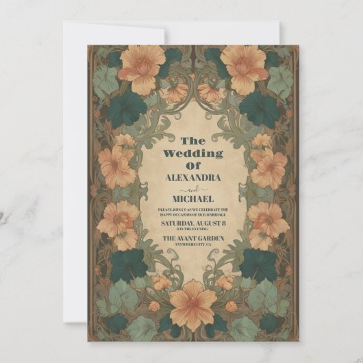 Vintage Jugendstil-Hochzeit Einladung (Vorderseite)