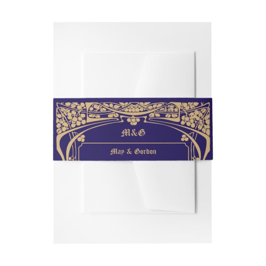 Vintage Jugendstil-Hochzeit Einladungsbanderole (Vorderseite Beispiel)