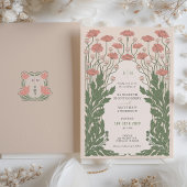 Vintage Jugendstil-Hochzeit in Rosa Einladung