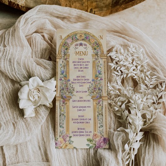 Vintage Jugendstil-Hochzeit Menükarte