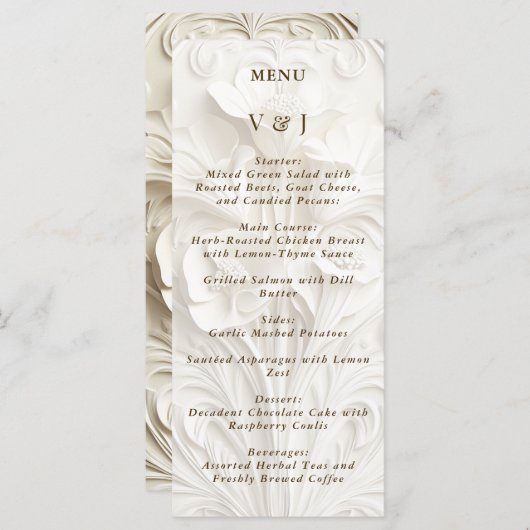 Vintage Jugendstil-Hochzeit Menükarte (Vorne/Hinten)