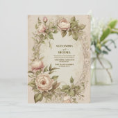 Vintage Jugendstil-Hochzeit mit Olivenöl Einladung (Stehend Vorderseite)