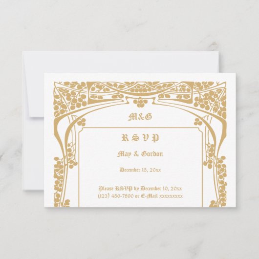 Vintage Jugendstil-Hochzeit RSVP Karte (Vorderseite)