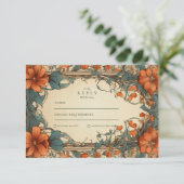 Vintage Jugendstil-Hochzeit RSVP Karte (Stehend Vorderseite)