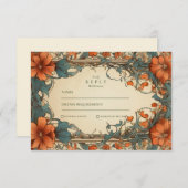 Vintage Jugendstil-Hochzeit RSVP Karte (Vorne/Hinten)