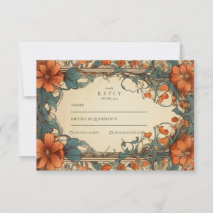 Vintage Jugendstil-Hochzeit RSVP Karte