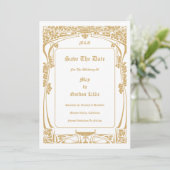 Vintage Jugendstil-Hochzeit Save The Date (Stehend Vorderseite)