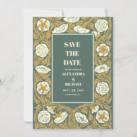 Vintage Jugendstil-Hochzeit Save The Date (Vorderseite)