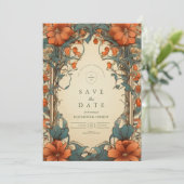 Vintage Jugendstil-Hochzeit Save The Date (Stehend Vorderseite)