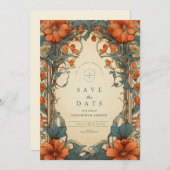 Vintage Jugendstil-Hochzeit Save The Date (Vorne/Hinten)