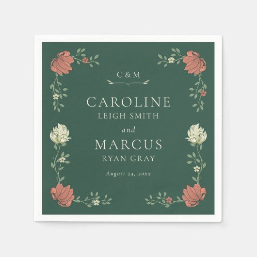 Vintage Jugendstil-Hochzeit Serviette (Vorderseite)