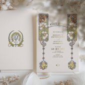 Vintage Jugendstil-Hochzeitsfeier Akzent Folieneinladung